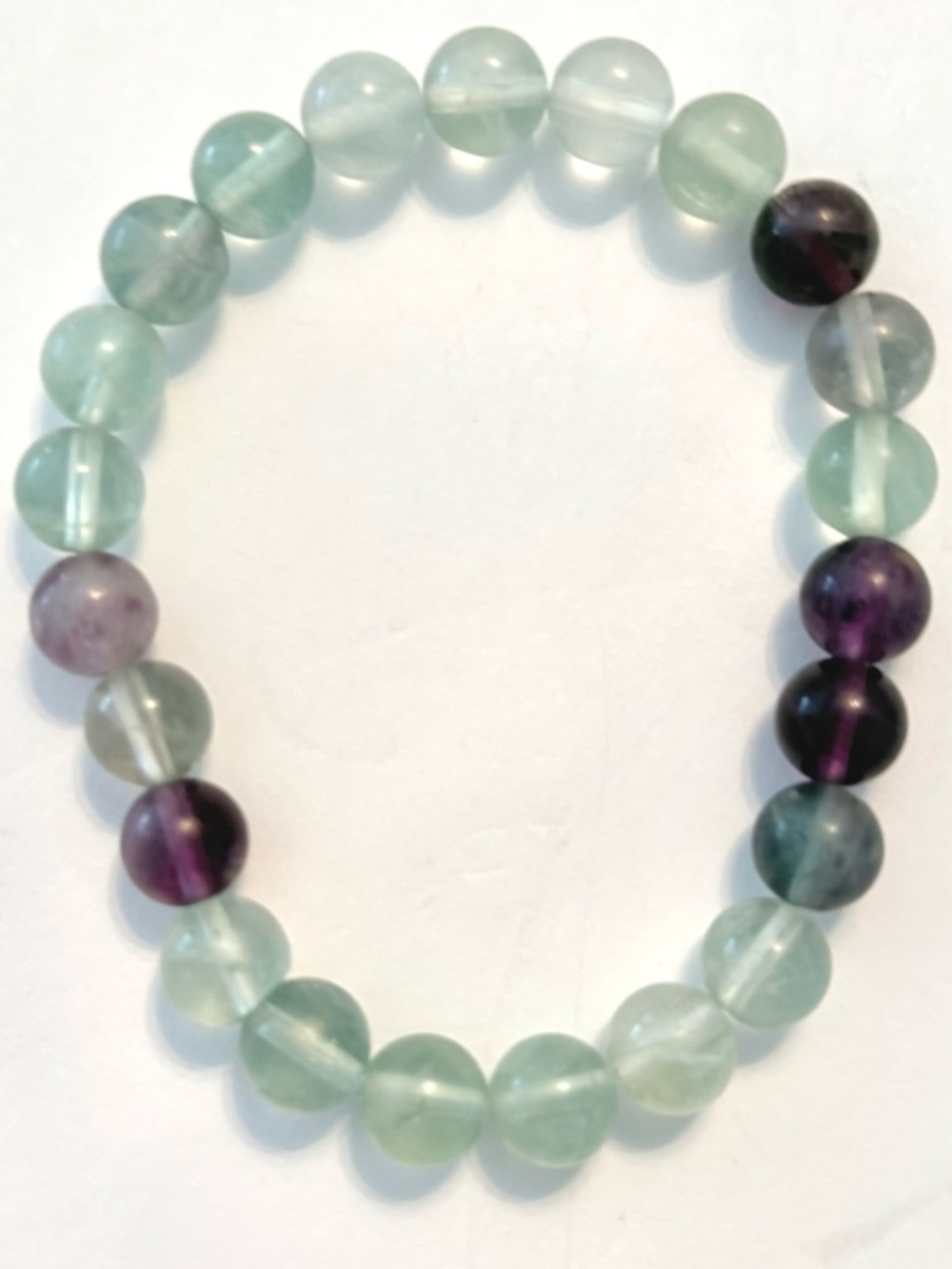 Beautiful, 23, round, Fluorite gemstones stretch brace size 8